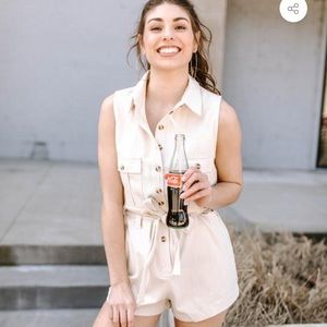 Kittenish Linen Romper